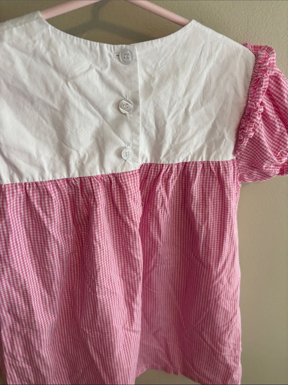 Stitchy Fish Girls Pink Gingham Alligator Applique Ruffle Dress Size 5 Cotton - Picture 4 of 6